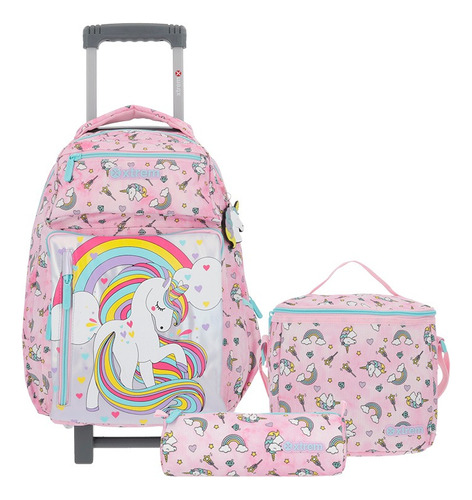 Mochila Xtrem New Run Pack 4xt Tie Dye Unicorn Color Rosa Diseño de la tela Lisa