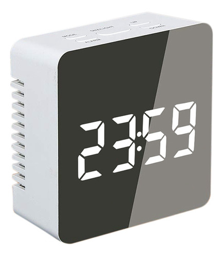 Reloj Despertador Con Espejo, Reloj De Mesa Digital Led Con