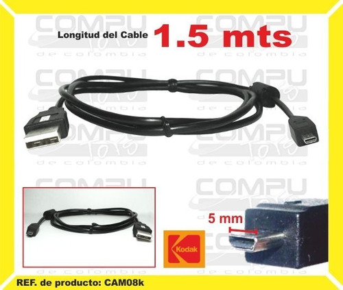 Cable Usb Para Camara Kodak U-8 8 Ref: Cam08k Computoys Sas