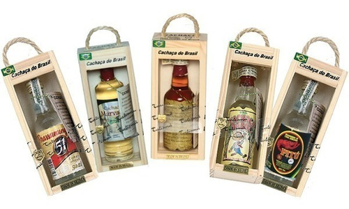 Cachaça Miniatura 50ml Na Caixa De Madeira Várias Opções