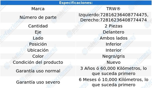 Par De Horquillas Delanteras Inf Mercury Cougar 99 Al 02 Trw