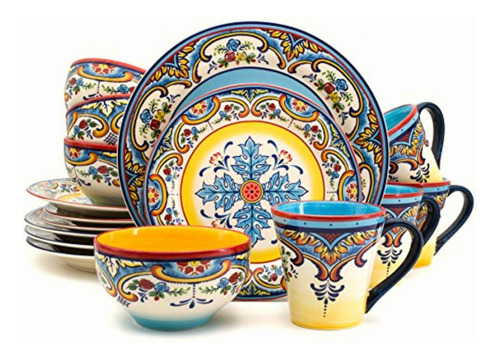 Euro Ceramica Juego De Vajilla De 16 Piezas De La Colección
