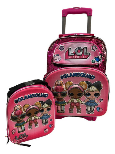 Mochila Lol Con Lonchera Llantas De Gel Hermosas Color Rosa chicle
