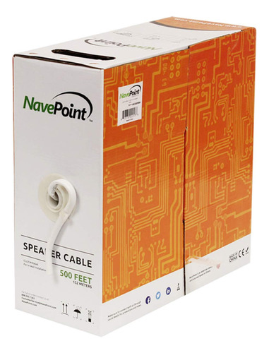 Navepoint 500ft En Pared Audio Altavoz Cable Cable Cl2 14/2