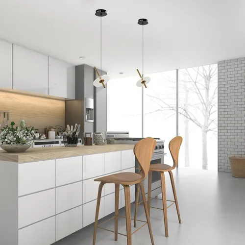 Lámpara Colgante Moderna Led Integrado Acrílico Dorada