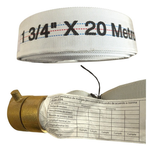 Manguera Incendios 1 3/4 X 20ms Homologada C/ Uniones Gcba