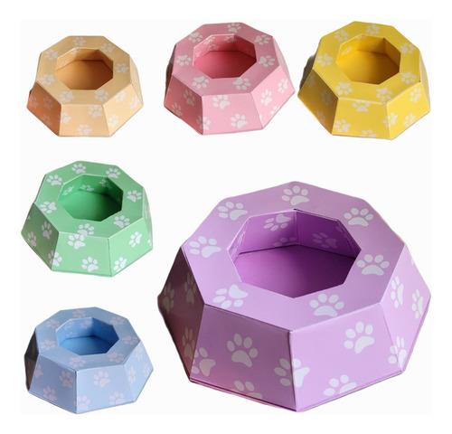 Pote De Ração Candy Colors Patinhas/ Kit Com 6 Unidades