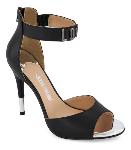 Sandalia Andrea Tipo Ankle Strap Love Para Mujer Negro