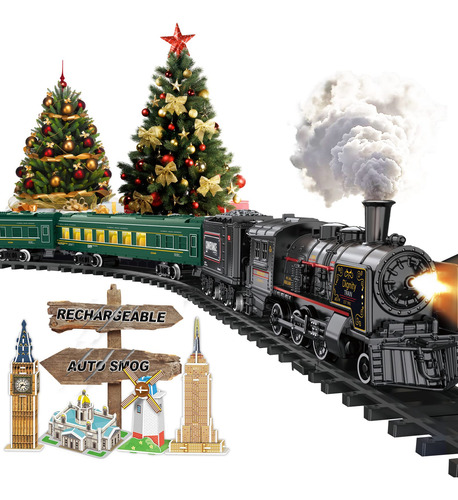Set De Tren Eléctrico Bubuqe Con Locomotora De Vapor Para Ni