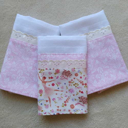 Kit 3 Fraldinhas De Boca Menina Bailarina Pronta Entrega