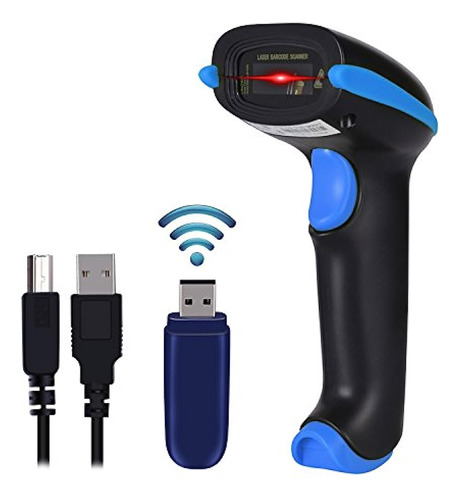 Wonenice Barcode Scanner Inalámbrico 2 En 1 2.4ghz Inalámbr