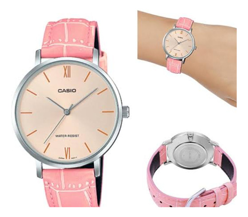 Reloj Casio Dama (ltp-vt01l-4budf) Correa Cuero Rosado/ 