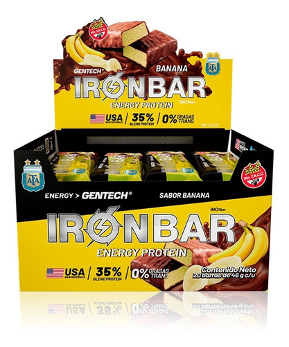 Barra Proteica Iron Bar X 20 Unidades Sin Tacc Masa Muscular