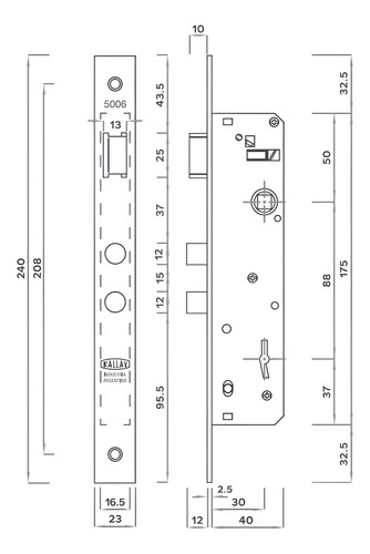 Cerradura Para Puerta Exterior Aluminio Kallay 5006