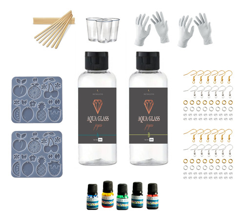 Diy Kit Completo Molde Aretes Fruta Joyería Resina