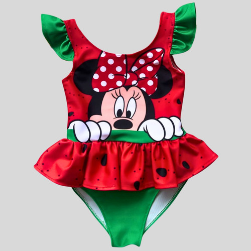 Traje De Baño Licra Niña Tipo Minnie Mouse Daisy