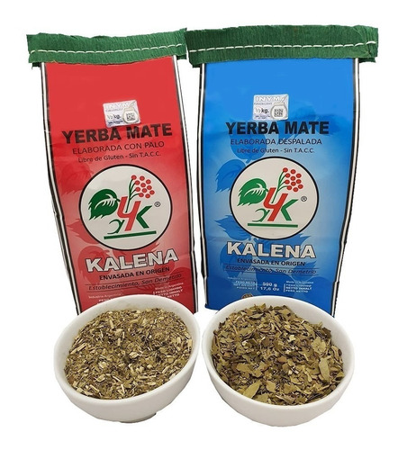 Imagen 4 de 4 de Yerba Mate Kalena Despalada 500g Suave Tradicional Sin Tacc