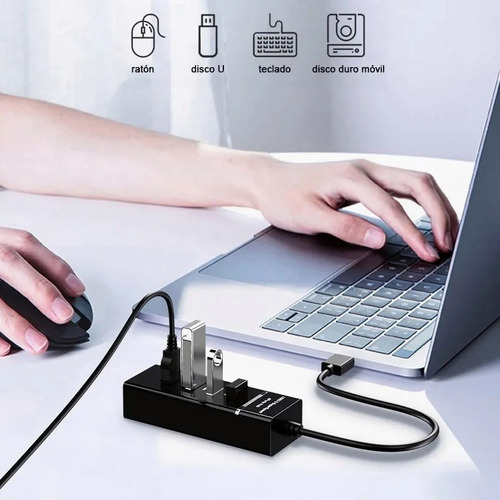 Imagen 6 de 9 de Hub 4 Puertos Multi Usb 3.0 Indicador Luz Led Adaptador