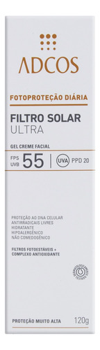 Protetor Solar Ultra Gel-Creme Facial FPS 55 Adcos Caixa 120g