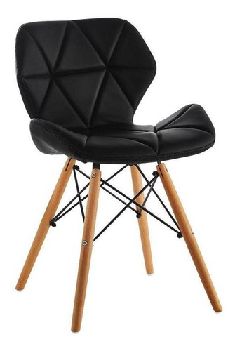 Imagen 5 de 5 de Silla Eames Gongga Pro Negra Base En Madera