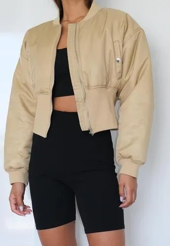 Chaqueta Crop Bomber Con Corsé Elástico De Missguided