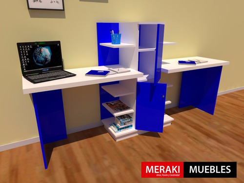 Escritorio Juvenil Doble Biblioteca Organizador Moderno