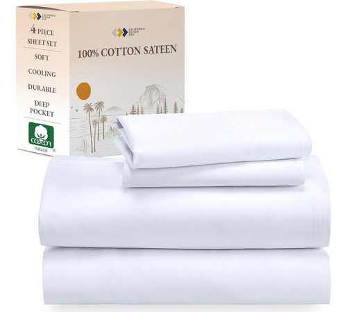 California Design Den Juego De Sábanas 210 H Matrimonial Color Blanco Diseño De La Tela Liso