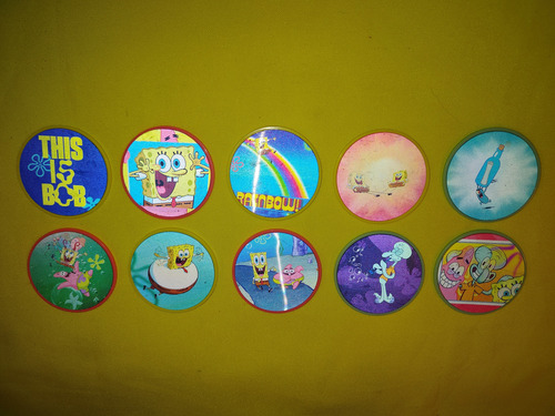 Coleccion Completa 10 Tazos Caps Bob Esponja Vuala Sorpresa (Usado)