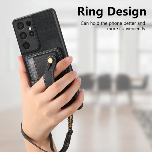 Funda De Cuero Con Pulsera Cruzada Para Samsung