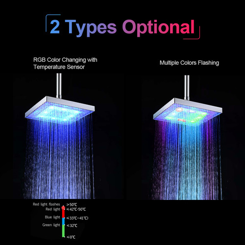 Cabeça De Chuveiro Led Quadrada Com Sensor De Temperatura.ca