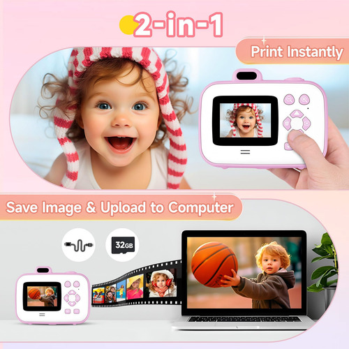 Camara Digital Instantanea Para Ninos Con Papel De Impresion