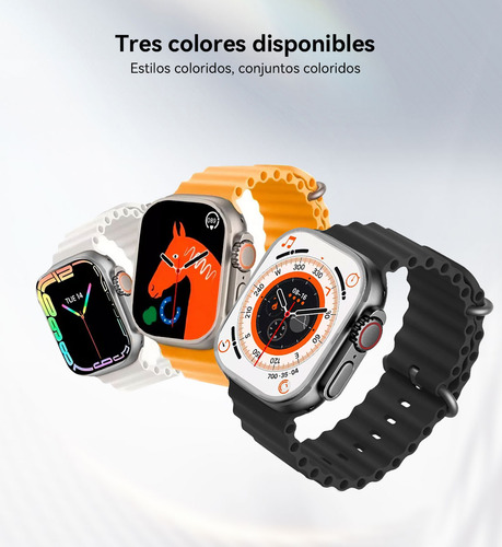 Smartwatch Keluona Serie 8 T800 Ultra Display De 1.99 Inch Con Correa De Silicona Color Blanco Y Caja Color Gris