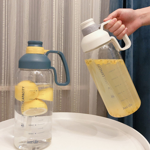 J0s Botella De Agua De 1800 Ml Con Marcador Y Pajita Para