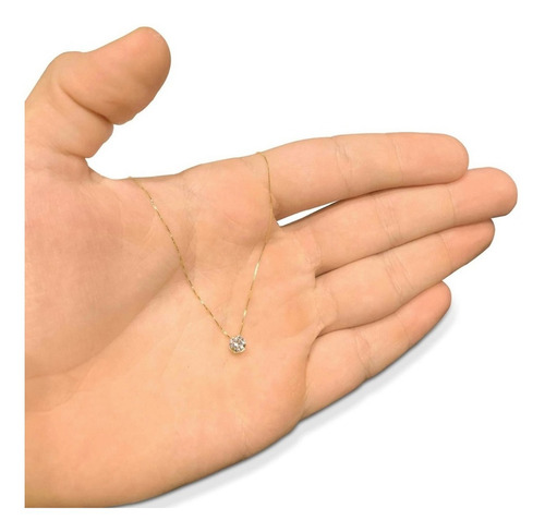 Gargantilha Veneziana 40cm Em Ouro 18k Com Ponto De Luz 5mm Cor Dourado