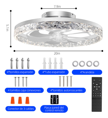Ventilador Techo 52cm Inteligente Con Luces Y Control Remoto