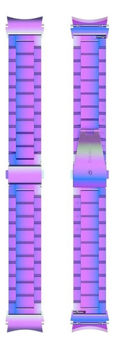 Correa De Eslabones + Funda Con Cristal Para Galaxy Watch 7 Tornasol / Transparente 44mm 2 Cm