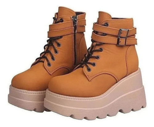 Botas De Mujer De Alta Moda Con Plataforma De Cuña Alta Y