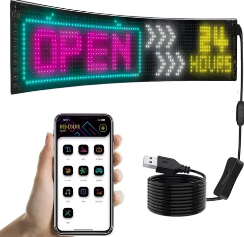 comprar Letrero Led Flexible Programable Usb Letrero Lumino 16 X 64