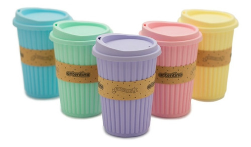 Imagen 1 de 9 de Pack 12 Vasos Térmicos Taza Jarro Tapa Silicona Frio Calor