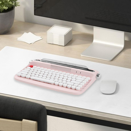 Teclado Mecânico Retrô 84 Teclas Bt Retro Clássico Rosa