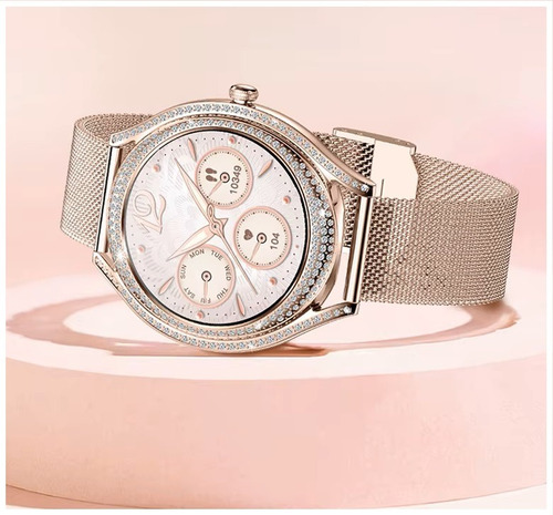 Reloj Inteligente Smartwatch Bluetooth Mujer Doble Correa Dorado Metalico Dorado