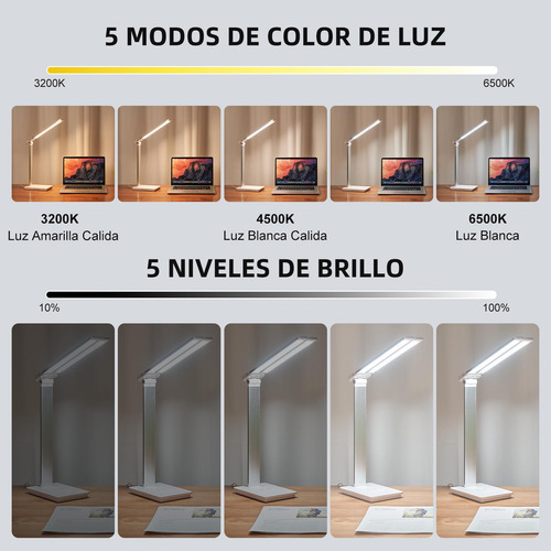 Lámpara De Escritorio Led Luz Con Protección Ocular 5 Brillo