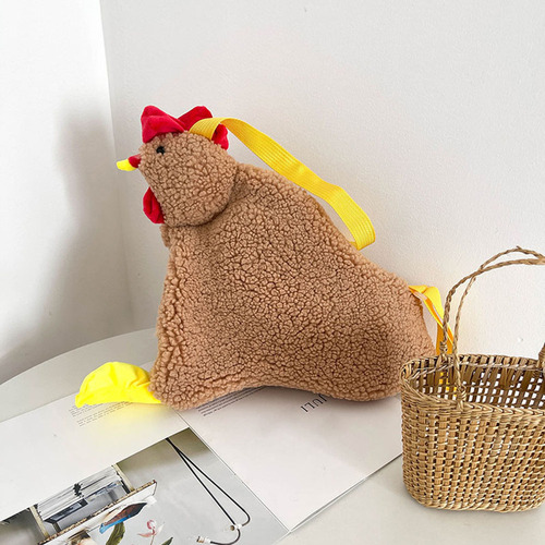 Bandolera De Felpa Con Forma De Gallina De Moda Para Mujer,