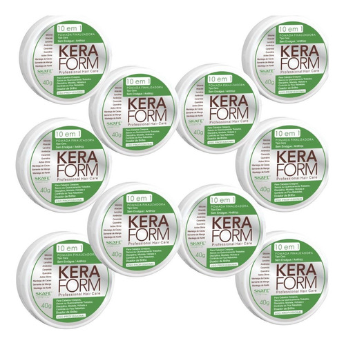 Kit 10 Pomada Cabelo Finalizadora10×1 Tipo Cera Keraform 40g