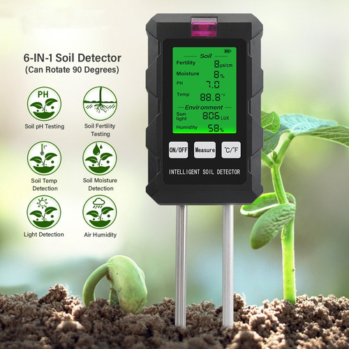 Medidor De Suelo Multifuncional 6 En 1, Temperatura De Ph Y
