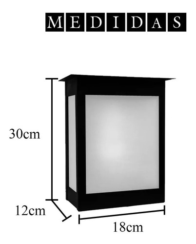 Imagen 2 de 2 de Farol De Pared Exterior Vidrio Arenado Recto 30cm. Calidad!