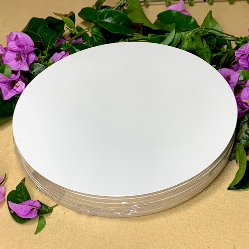 Cake Board 35cm Mdf 3mm Liso C/ 5 Un Prato Bolo Confeitaria Cor Branco