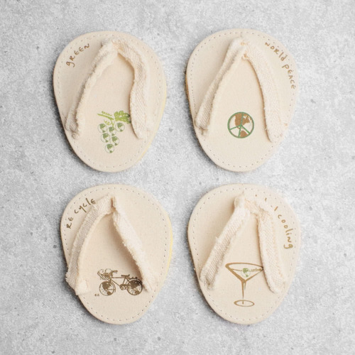 Drinkwear Posavasos Go Green Flip Flop De 4 Piezas Para Vino