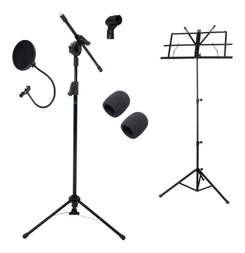 Pedestal De Microfone + Popfilter + Sup. Partitura + Espumas