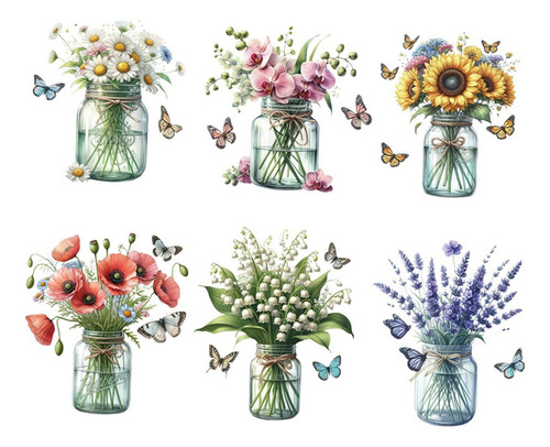 2 X 6x Pegatinas De Pared Florales De Primavera, Pegatinas